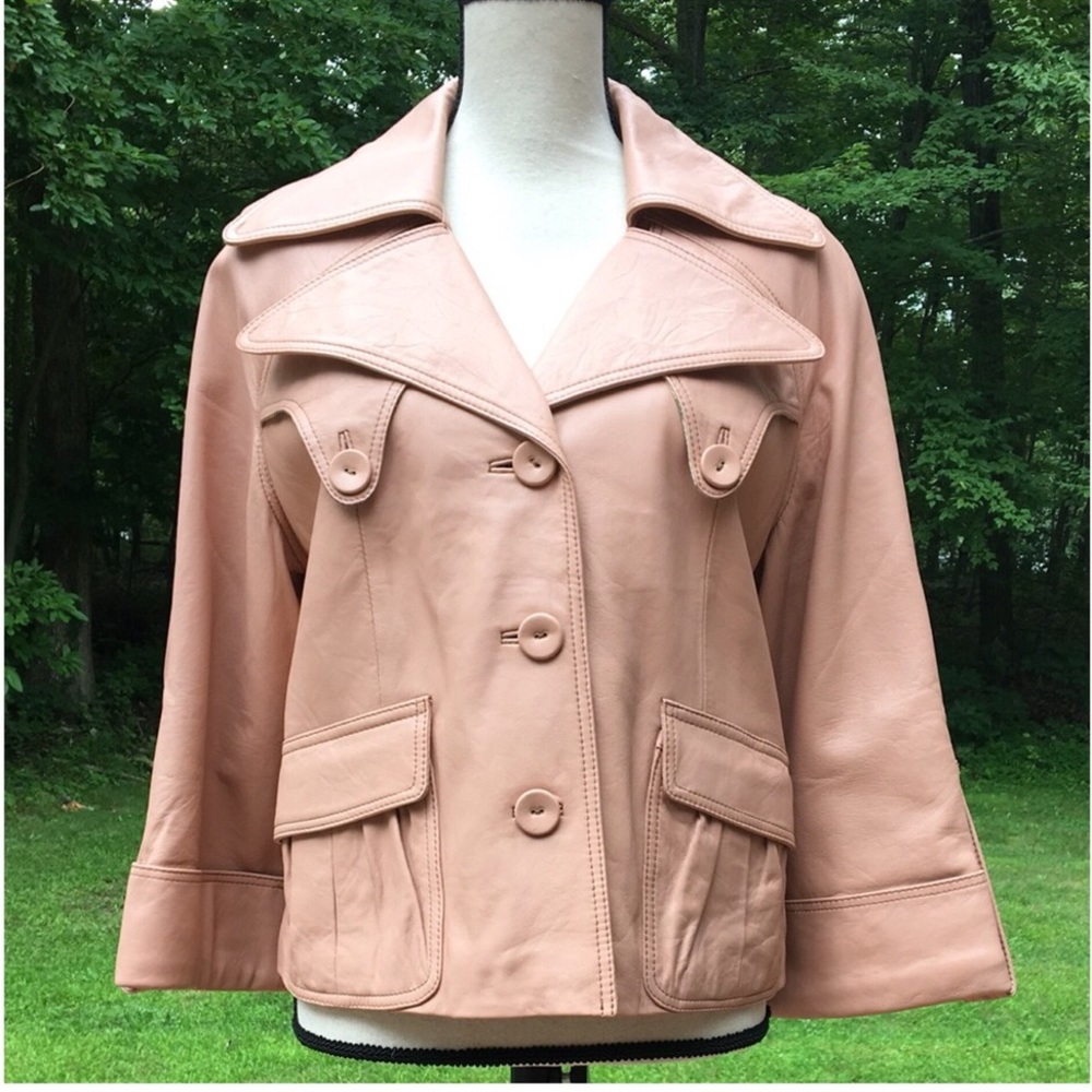 HAYDEN HARNETT “Nora” Leather Swing Trench - Blush